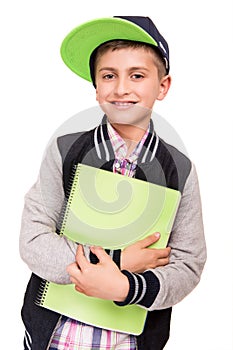 Little student holding books