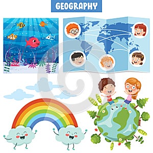 Little Students Studying Geography