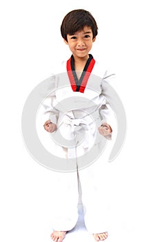 Little tae kwon do boy martial art