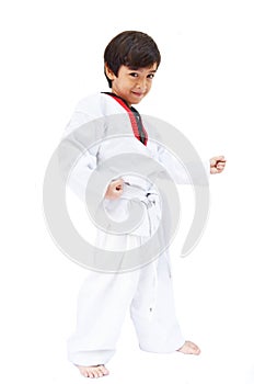 Little tae kwon do boy martial art