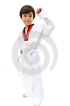 Little tae kwon do boy martial art