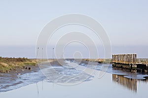 Little tidal harbor of Noordpolderzijl in Holland