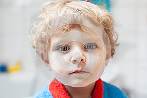 Little toddler boy after taking a bath