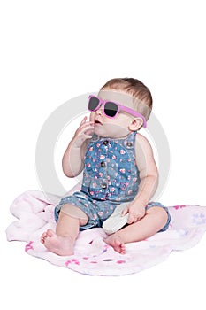 Little toddler with sunglasses