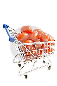 Little tomatoes in shopping trolley