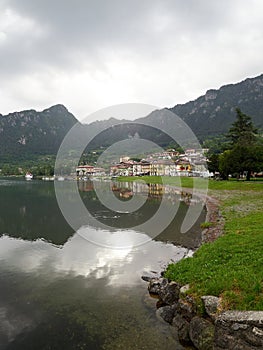 The little town of Crone at Lake idro in Italy