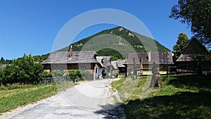 Little traditional village below the peak