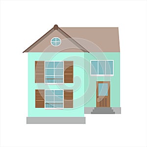 Little trendy house building in mint color vector illustration in simple flat style