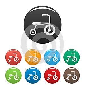 Little tricycle icons set color