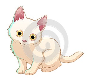Little Turkish Angora Cat Cartoon Animal Illustration