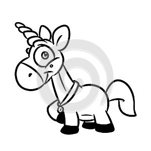 Little Unicorn cartoon illustration coloring page