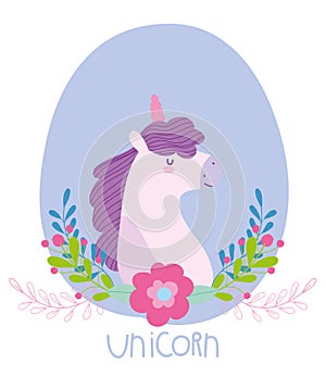 Little unicorn flowers fantasy magic mystery animal cartoon