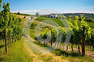 a little vineyard on a sunny hill beside the house