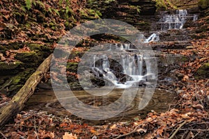 A little waterfall along a creek at the Waterman Conservation Education Center, Apalachin, in New York State