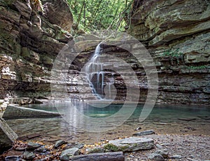 Little waterfall on a narrow creek in the Northern Apennines