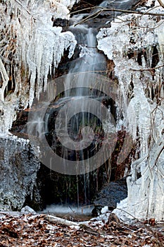 Little waterfall and needle ice