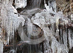 Little waterfall and needle ice