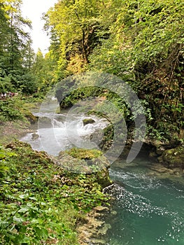 Little waterfall over the Radovna river in Slovenia Europ