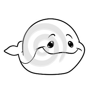 Little whale animal character coloring page cartoon illustration