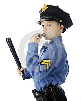 Pequeno silbar teléfono Oficial de policía 
