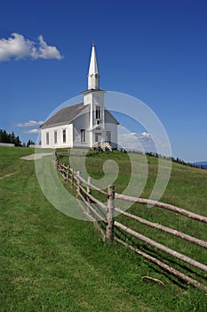 Little white church on a hill