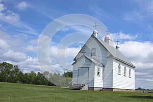 Little white church on the Prairie.