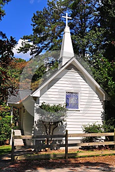 Little white church in the woods