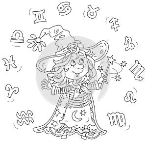 Little witch astrologer and Zodiac signs