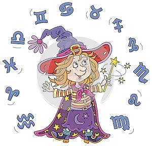 Little witch astrologer and Zodiac signs