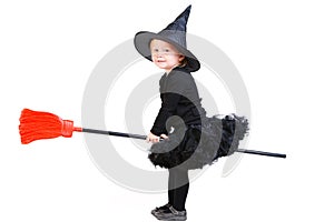 Little witch on broomstick