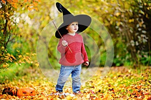 Little wizard outdoors portrait