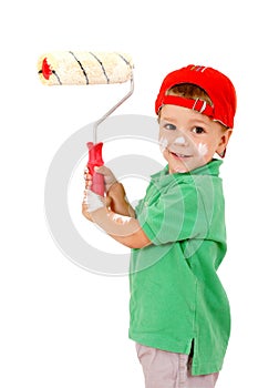 Little worker with paintroller