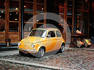 Little yellow fiat car