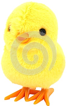 Little yellow Manual Mechanical toy chick doll isolated on transparent white background PNG