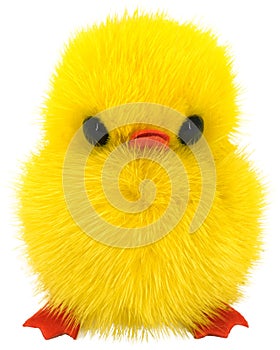 Little yellow toy chick doll isolated on transparent white background PNG