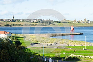 Littlehaven Beach and the Herd Groyne Lighthouse, South Shields