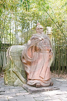 Liu Bei Statue at Zhaohua Ancient Town. a famous historic site in Guangyuan, Sichuan, China.