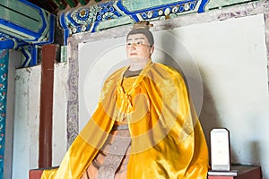 Liu Shan Statue at Sanyi Temple. a famous historic site in Zhuozhou, Hebei, China.