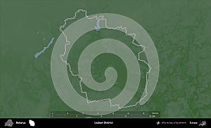 Liuban District outlined, Belarus. Physical