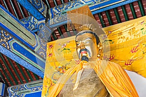 Liubei Statue at Sanyi Temple. a famous historic site in Zhuozhou, Hebei, China.