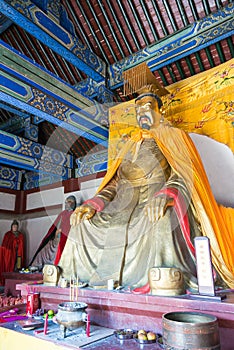 Liubei Statue at Sanyi Temple. a famous historic site in Zhuozhou, Hebei, China.