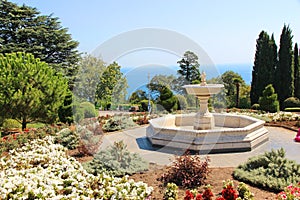 Livadia Palace. The fountain in the park in Livadiya, Crimea.