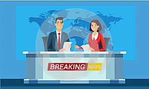 Live breaking news cartoon vector illustration