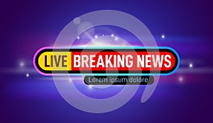 Live breaking news. Television channel background, headline of report or show. Technology graphics, digital tv logo with