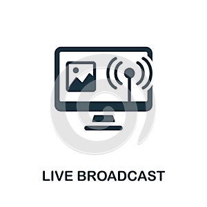 Live Broadcast icon. Monochrome sign from social media marketing collection. Creative Live Broadcast icon illustration