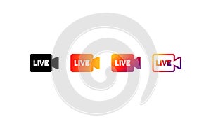 Live buttons icon set. Video streaming colorful gradient. Social media instagram, facebook concept. Vector on isolated white