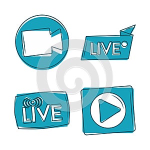 live camera play button internet content promotion icons