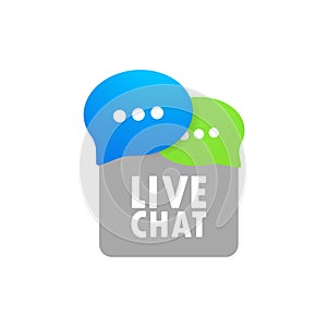 Live chat banner. Message icon in flat design. Communication. Conversation sign. Vector on isolated white background. EPS 10