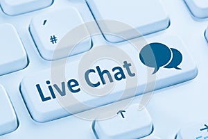 Live Chat contact communication service blue computer keyboard