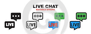 Live Chat icon set with different styles. Editable stroke style can be used for web, mobile, ui and more